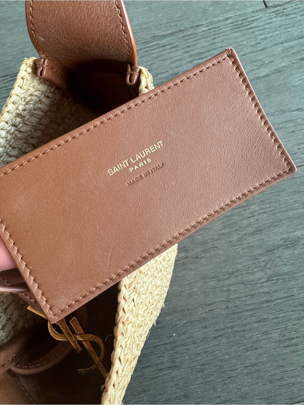 Saint Laurent Baby Le 5 A 7 Shoulder Bag in raffia and leather - Picture 7 of 12